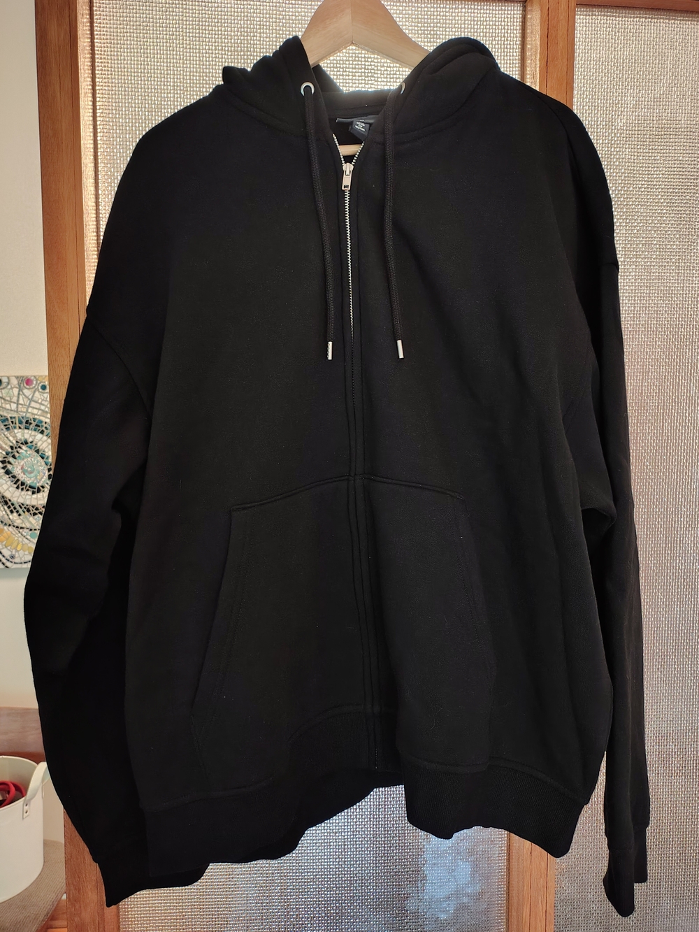 H&M Black Fleece Hoodie, Relaxed Fit XL